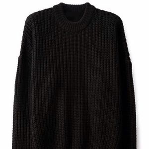 Oversized Boxy Knit Sweater (Black)